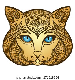 Vector Gold Abstract Cat Illustration