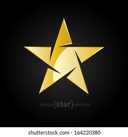 Vector Gold Abstract star on black background. Company logo template.