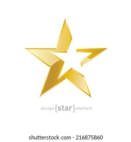 The vector Gold Abstract star on white background. Corporate logo template