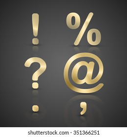Vector Gold Alphabet Set.