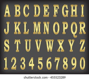 Vector gold alphabet set illustration EPS10