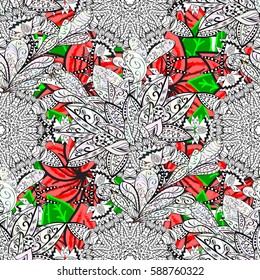 Vector with gold antique floral medieval decorative, leaves and white pattern ornaments on background. Seamless royal luxury white baroque damask vintage.