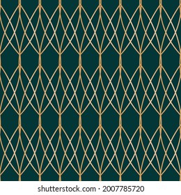 Vector gold arches art deco dark seamless pattern