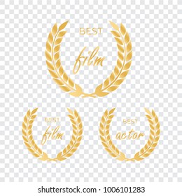 Vector gold award laurel wreath. Winner label, leaf symbol victory. Gold award vector