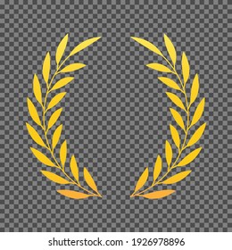 Vector gold award laurel wreath. Winner label, leaf symbol victory, triumph and success illustration.Eps 10.