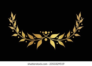 Vector gold award laurel wreath editable black background Free Vector image