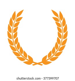 Vector gold award laurel wreath. Winner label, leaf symbol victory, triumph and success