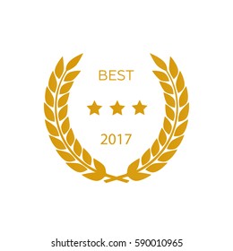 Vector gold award laurel wreath. Winner label, leaf symbol victory. Gold award vector