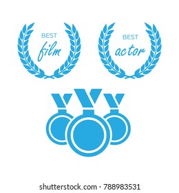 Vector gold award laurel wreath. Winner label, leaf symbol victory. Gold award vector