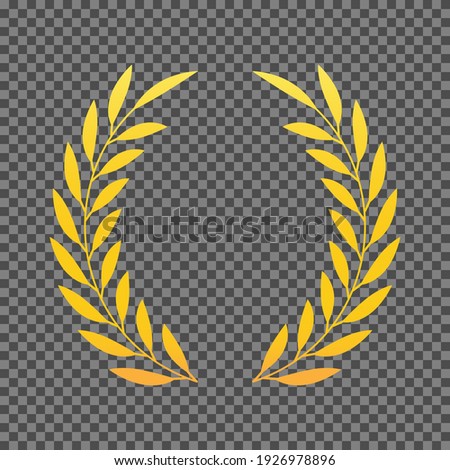 Vector gold award laurel wreath. Winner label, leaf symbol victory, triumph and success illustration.Eps 10.