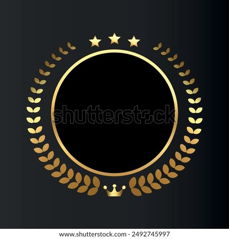 Vector Gold award, laurel wreaths, Ranking, Medal, Crown and Ribbon. VIP. Luxury Golden labels.	