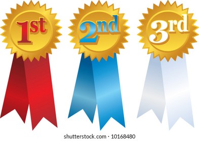 vector gold award ribbons with place numbers