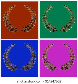 Vector gold award wreaths, golden award label design illustration