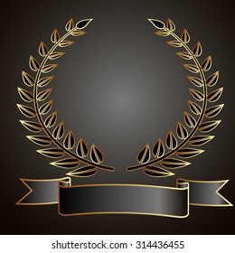 Vector gold award wreaths, golden award label design illustration