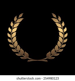 Vector gold award wreaths, laurel on black background vector illustration