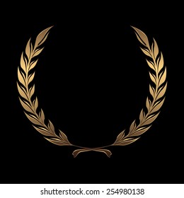 Vector gold award wreaths, laurel on black background vector illustration