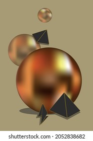 Vector gold background. Gold abstract. 3D image. Gold poster cover.