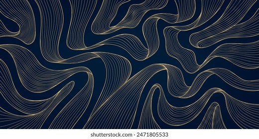 Vector gold wavу background, abstract line texture, modern premium graphic, glitter shape, copper poster. 