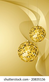 vector gold background with Christmas gold ball