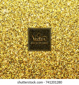 Vector gold background with glitter and black frame - abstract background