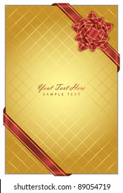 Vector gold  background with red bow