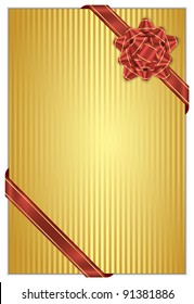 Vector gold background with red bow