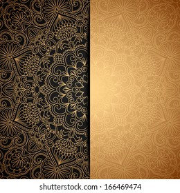 Vector gold background with vintage pattern.