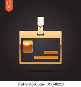 Vector gold badge icon on dark background 