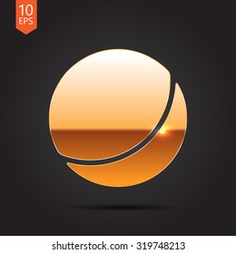 Vector gold ball icon on dark background 