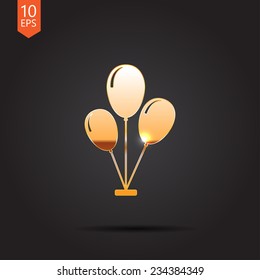 Vector gold balloons icon isolated on dark background. Eps10