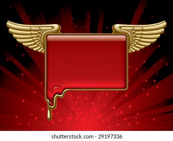 Vector gold banner with wings