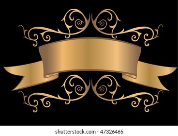 Vector gold banners with intricate design No transparency/effects used