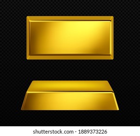 Vector Gold Bar Isolated On Dark Transparent Background