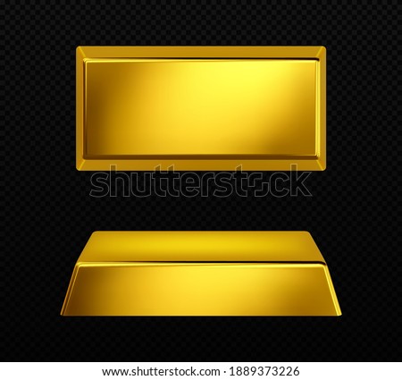 Vector gold bar isolated on dark transparent background