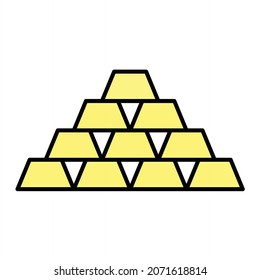 Diseño del icono de contorno de barras de oro de vectores
