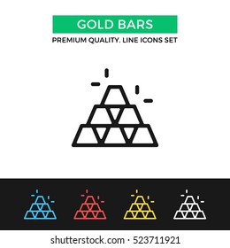 Vector gold bars icon. Premium quality graphic design. Modern signs, outline symbols collection, simple thin line icons set for websites, web design, mobile app, infographics