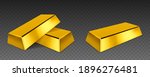 Vector gold bars isolated on dark transparent background