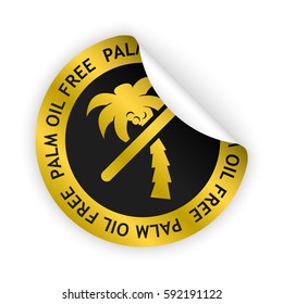 vector gold bent sticker with symbol of palm oil free