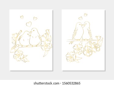 vector gold bird flower card love relationship