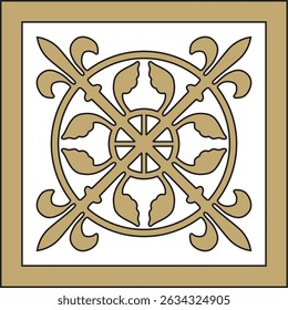 Vector gold and black ancient Roman ornament elements. Classic European parts of patterns. Lili and Krovns
