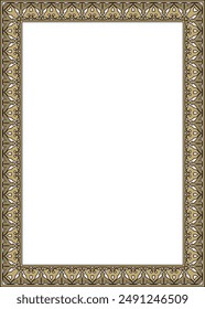 Vector gold with black Arabic national square ornament.  Ethnic rectangle, frame of eastern peoples. Persian painting.
