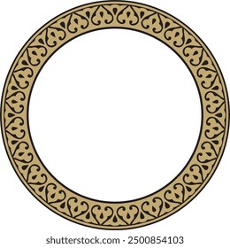 Vector gold and black Arabic national round ornament.  Ethnic circle, frame, ring of eastern peoples. Persian painting.
