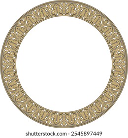 Vector gold and black Arabic national round ornament.  Ethnic circle, frame, ring of eastern peoples. Persian painting.
