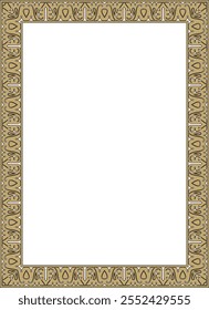 Vector gold with black Arabic national square ornament.  Ethnic rectangle, frame of eastern peoples. Persian painting.
