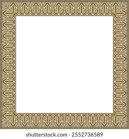 Vector gold with black Arabic national square ornament.  Ethnic rectangle, frame of eastern peoples. Persian painting.
