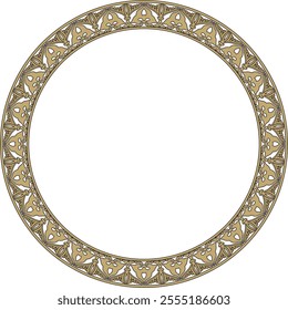 Vector gold and black Arabic national round ornament.  Ethnic circle, frame, ring of eastern peoples. Persian painting.
