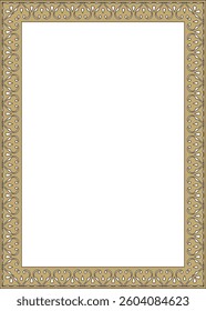 Vector gold with black Arabic national square ornament.  Ethnic rectangle, frame of eastern peoples. Persian painting.
