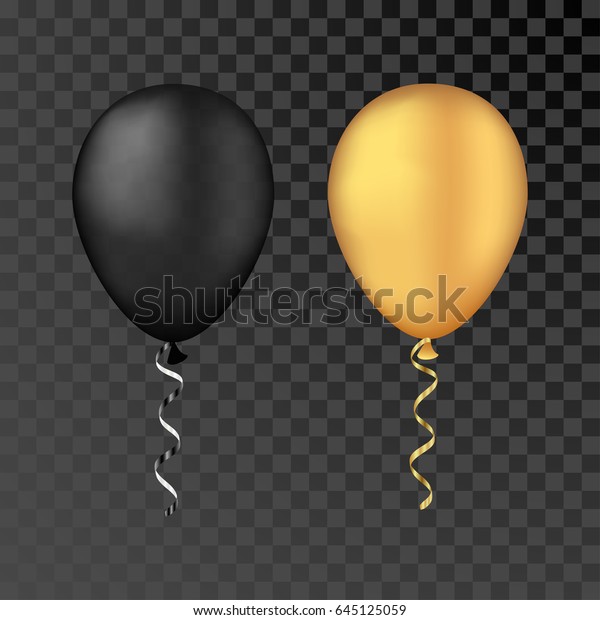 Vector Gold Black Balloons On Transparent Stock Vector (Royalty Free