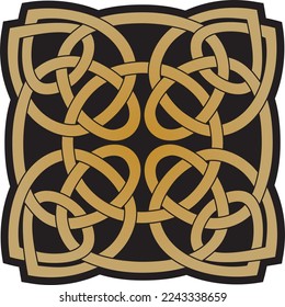 Vector gold and black Celtic knot. Ornament of ancient European peoples. The sign and symbol of the Irish, Scots, Britons, Franks.