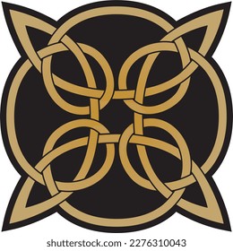 Vector gold and black Celtic knot. Ornament of ancient European peoples. The sign and symbol of the Irish, Scots, Britons, Franks.